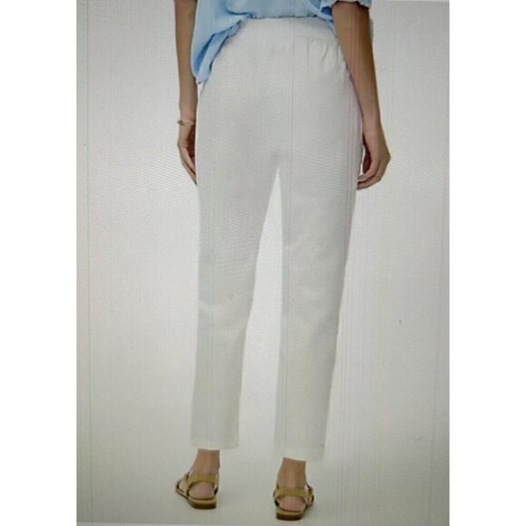 J. Crew Factory Linen Cotton Drawstring Cuffed Pull-on Pants White Size 8 - Picture 3 of 13